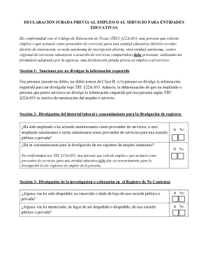 Texas Educator Employment Affidavit