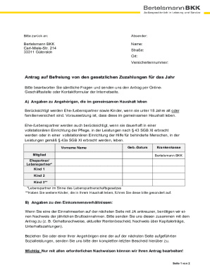 Antrag auf Befreiung von den gesetzlichen Zuzahlungen
