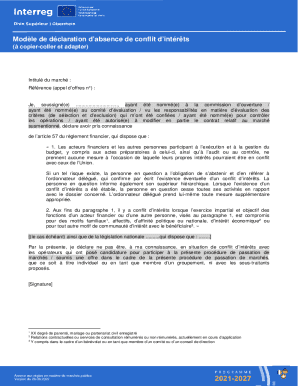 Modèle de déclaration d’absence de conflit d’intérêts