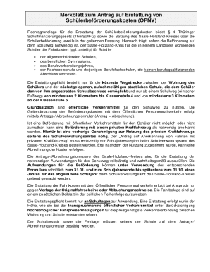 Merkblatt zum Antrag auf Erstattung von Schülerbeförderungskosten (ÖPNV)