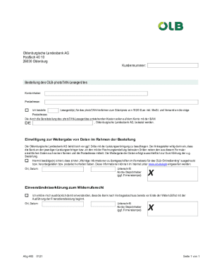 OLB-photoTAN-Lesegerät Order Form