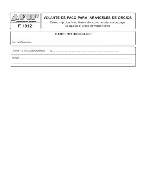 Volante de Pago para Aranceles de Oficios