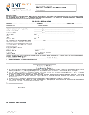 Italian Loan Agreement with Pension Assignment