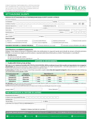 Fondo Pensione Byblos Activation Form