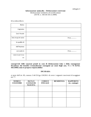 Antimafia Declaration for Cohabitants