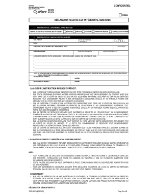 Quebec Criminal Record Declaration Form