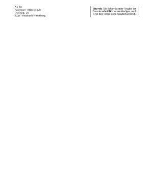 German School Absence Excuse Note