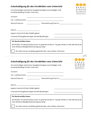 German School Absence Excuse Form