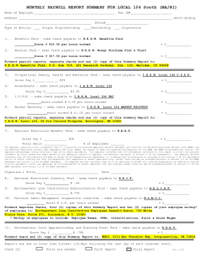 Monthly Payroll Report Summary