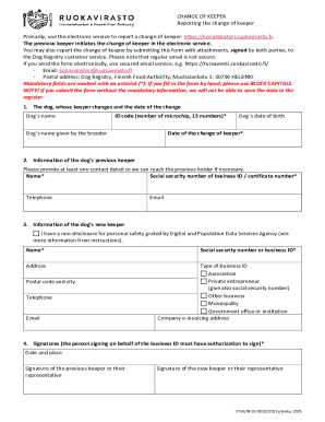 Change of Keeper Form