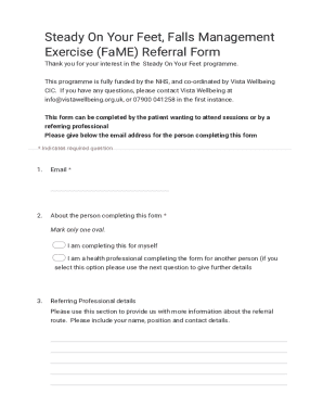 Steady On Your Feet FaME Referral Form