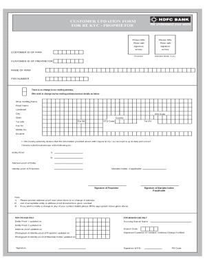 Customer Updation Form for Re KYC - Proprietor