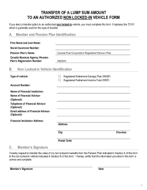 Canada Post Corporation Pension Transfer Form