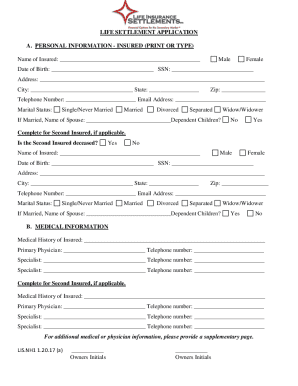 Life Settlement Application Form
