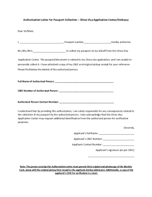 Authorization Letter for Passport Collection