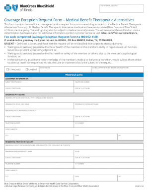 Coverage Exception Request Form – Medical Benefit Therapeutic Alternatives