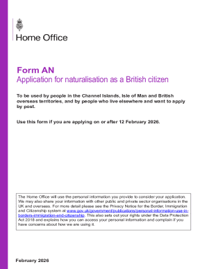 Form AN - Application for Naturalisation as a British Citizen