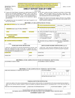 US Federal Direct Deposit Sign-Up Form