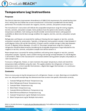 Clinical Laboratory Temperature Log Form