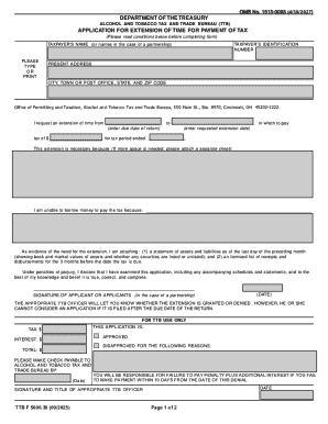 TTB Tax Payment Extension Application