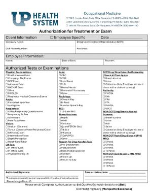 Authorization for Treatment or Exam