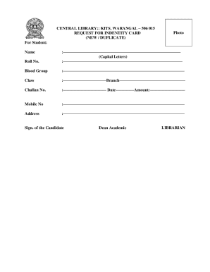 Central Library Identity Card Request Form
