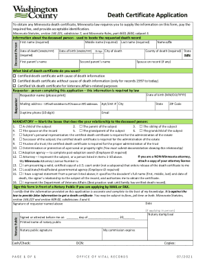 Minnesota Death Certificate Application
