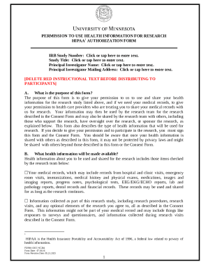 HIPAA Authorization Form for Research