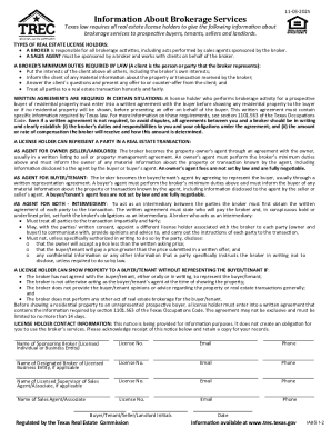 Law of Agency Ch 2- Informaion About Brokerage Services