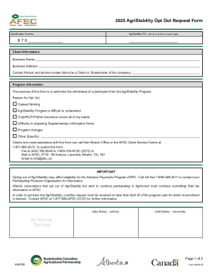 2025 AgriStability Opt Out Request Form