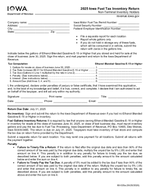 2025 Iowa Fuel Tax Inventory Return