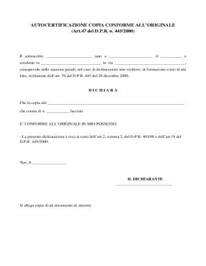 Italian Self-Certification of True Copy