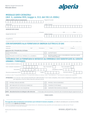Italian Energy Supply Cadastral Data Form