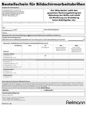 Bestellschein für Bildschirmarbeitsbrillen