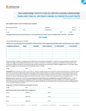 Italian Family Reimbursement Declaration Form