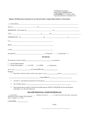 Italian Teacher Employment Declaration Form