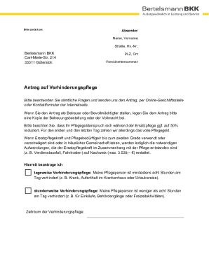 German Verhinderungspflege Application
