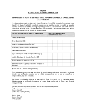 Colombia Social Security Payment Certification