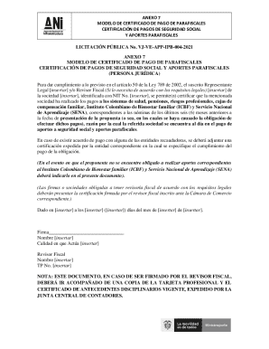 Colombia Social Security and Parafiscal Contributions Certificate