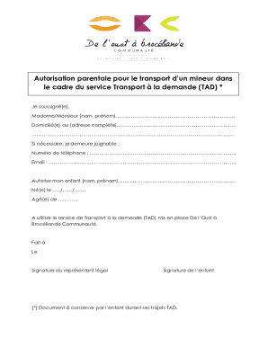 Minor Transport Authorization Form
