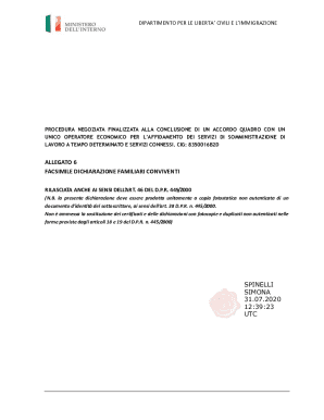 Italian Family Member Declaration Form