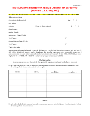 Dichiarazione Sostitutiva per il Rilascio di TIA Definitivo