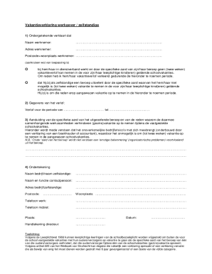 Vakantieverklaring Werkgever/Zelfstandige