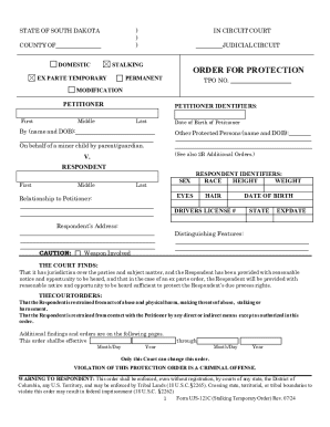 South Dakota Stalking Protection Order