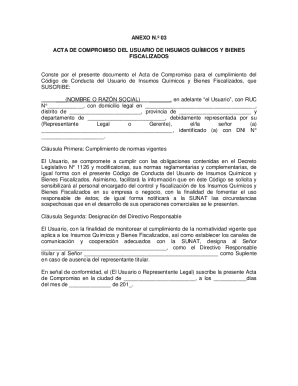 Peru Chemical and Controlled Goods User Commitment Act
