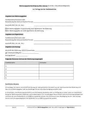 Wohnungsgeberbestätigung Form