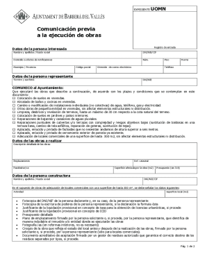 Comunicación Previa a la Ejecución de Obras