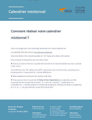 Calendrier Mictionnel