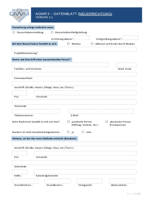 Austrian Construction Project Data Sheet