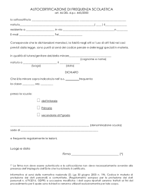 Italian School Attendance Self-Certification